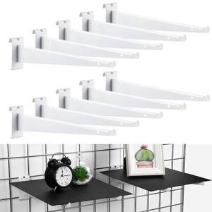 lot 1196 image: Blulu 10 Pcs 12 Gridwall Knife Shelf Bracket with Lip Metal Wire Gridwall Brackets Hooks Grid Wall Panels Hanger Heavy Duty Shelf Grid Wall Accessories for Home Business Boutique Display (White) - Retail $28