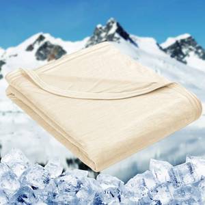 lot 1216 image: HOMFINE Cooling Blankets for Hot Sleepers - Summer Blanket Thin Lightweight Breathable Soft Double Side Enhanced Cooling for Bed Couch Sofa, Keep Cool for Night Sweats (Beige, 90 x 90 inches) - Retail $60