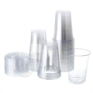 lot 1219 image: FULING Clear Plastic Cups With Lids Disposable Cups for Iced Drinks Coffee Tea Smoothie Bubble Boba 100 Sets -16 oz. - Retail $24