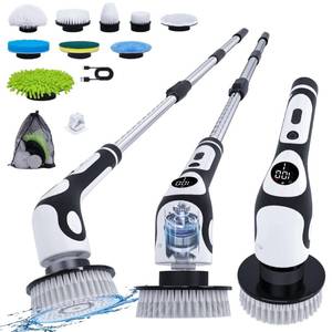 lot 1223 image: Electric Spin Scrubber,Versatile Scrubber Brush Electric for Home Bathroom,Cordless Shower Cleaner Brush for Floor Kitchen Bathtub Wall Cleaning with 9 Replaceable Heads,LCD Display Voice Broadcast - Retail $17