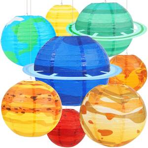 lot 2125 image: Space Planet Paper Lanterns 8PCS Solar System Hanging Decor Out of This World Outer Space Party Decorations for Kids Astronaut Theme Party Supplies Galaxy Earth Home Birthday Decorations - Retail $16
