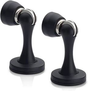 lot 2127 image: KOLAKO Door Stopper, Magnetic Door Stops, Brushed Satin Nickel, 2 Pack Wall Floor Mounted Black Magnetic Door Catch Holder, Stainless Steel Soft-Catch Doorstop Without Adhesive Tape - Retail $9