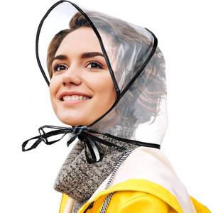 lot 2128 image: SATINIOR 6 Pcs Womenfts Rain Bonnet with Visor Clear Waterproof Plastic Rain Bonnet Hat for Women Female(Black Edge) - Retail $10