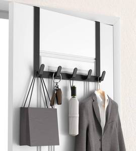 lot 2148 image: KitchLife Long Over The Door Hooks Hanger with 15.75 Extended Arms, Fits 1 38in Doors, L40U - Bathroom Accessories and Towel Rack Organization - 1 Pack, Matte Black - Retail $17