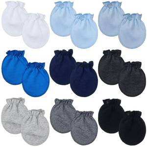 lot 2159 image: 8 Pairs Newborn Baby Boys Girls Mittens 0-6 Months Infant Toddler Mittens No Scratch Solid Color Gloves (Dark Color) - Retail $10