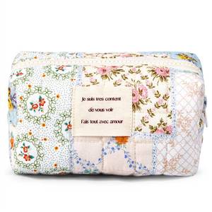 lot 2176 image: Floral Makeup Bag Pouch - Small Quilted Cosmetic Organizer for Travel Daily, Aesthetic Cottagecore Cotton Toiletry Pencil Purses with Zipper, Portable Gift for Women Girls (Blue Floral-S) - Retail $8