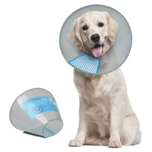 lot 2186 image: Supet Dog Cone Collar to Stop Licking, Elizabeth Recovery Collar After Surgery for Large, Medium, Small Dogs, Pet Head Cone Alternative - Retail $16