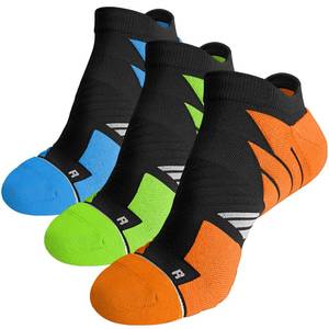 lot 2196 image: Hylaea No Show Running Athletic Anti-Blister Wicking Coolmax Socks, Seamless Anti-odor (3 Pairs GreenBlueOrange, Large) - Retail $24