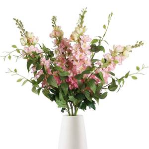 lot 2210 image: ICBOX Pink Silk Delphinium Flowers Combo Clematis Greenery 8pcs Long Stem Pink Fake Larkspur Flowers Floral Arrangements for Tall Vase Table Party Home Decor - Retail $24