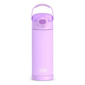 lot 2213 image: THERMOS FUNTAINER 16 Ounce Stainless Steel Vacuum Insulated Bottle with Wide Spout Lid, Neon Purple - Retail $20