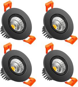 lot 2223 image: LightingWill 2inch LED Dimmable Downlight, 3W COB Recessed Ceiling Light, Ultra Warm White 2700K, CRI80, 25W Halogen Bulbs Equivalent, Black (4Pack) - Retail $25