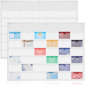 lot 2238 image: Affrolling 2 Pcs 2 x 3.5 Inch Business Card Index Card Holder Sleeve Hanging Wall Mount Business Holder 36 Slot Plastic Organizer for Office Home(White) - Retail $16
