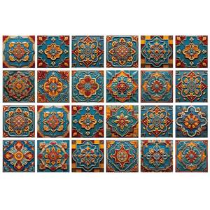 lot 2262 image: VIRANDA 24PCS Peel and Stick Backsplash Self Adhesive PVC 5.91 x 5.91 inch Tiles Decal Removable Art Tiles Series Stickers for Kitchen Bathroom Decor - Retail $22