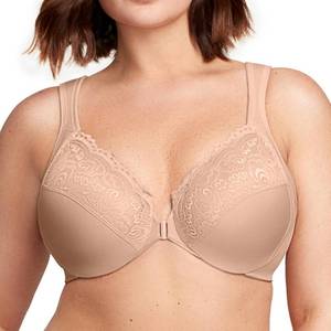 lot 2268 image: Glamorise Full Figure Plus Size Wonderwire Front-Closure Bra Underwire #1245 Caf 46H - Retail $47