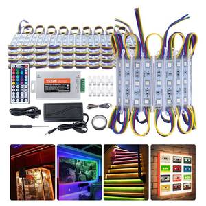 lot 3878 image: VEVOR 80PCS LED Storefront Lights, 41ft 5050 SMD 3-LED RGB Color Changing Module Light with Remote Control for Business Store Window Advertising Letter Signs, IP68 Waterproof - Retail $29