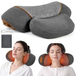 lot 3900 image: 3-in-1 Neck Massager Pillow, Neck Massage for Shoulder Pain Traction Massager with Heat, Deep Tissue Pain Relief,Memory Foam (Gray) - Retail $70