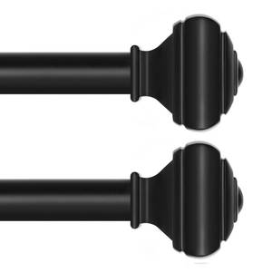 lot 3913 image: Adjustable Curtain Rods for Windows 48 to 84, USFOOK 78 Inch Splicing Black Curtain Rod Set of 2, Decorative Drapery Poles for Bedroom and Living Room, Square End - Retail $33