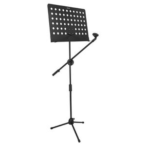 lot 3921 image: 5 Core Music Stand Height Adjustable Desktop Book Stands w Mic Holder Portable Sheet Holder All Metal Bookstand Foldable Atril Para Partituras Black - MUS MH - Retail $29