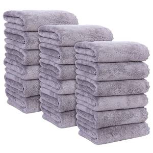 lot 4268 image: MOONQUEEN 18 Pack Premium Hand Towels - Quick Drying - Microfiber Coral Velvet Highly Absorbent Towels - Multipurpose Use as Hotel, Bathroom, Shower, Spa, Hand Towel 16 x 28 inches (Light Grey) - Retail $70