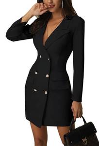 lot 4269 image: futurino Womenfts Double-Breasted V-Neck Suit Jacket Dress for Women - Retail $34