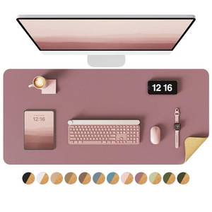 lot 4280 image: YSAGi Double-Sided Desk Mat, Eco Cork and Leather Desk Protector, Large Mouse Pad and Writing Pad for Office and Home (35.4x17in, Cork  Dark Pink) - Retail $26