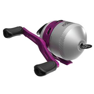 lot 4290 image: Zebco 33 Spincast Fishing Reel, Size 30 Reel, Changeable Right- or Left-Hand Retrieve, Built-in Bite Alert, Durable All-Metal Gears, Pre-Spooled with 10-Pound Zebco Cajun Fishing Line, SilverPink - Retail $22