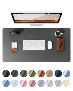 lot 4293 image: YSAGi Leather Desk Protector, Office Mat, Large Mouse Mat, Non-Slip PU Leather Blotter, Laptop Desk, Waterproof Writing Pad for Office and Home (Dark Grey, 23.6 x 13.8in) - Retail $7in
