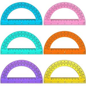 lot 4296 image: Zonon 12 Pieces Protractors Bulk Plastic 180 Degrees 6 Inch Translucent Protractors for Geometry, Angle Measurement, Students School Supplies - Retail $8
