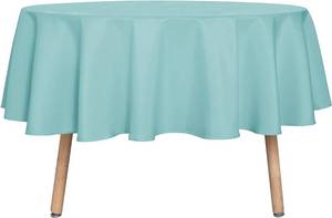 lot 4299 image: sancua Round Tablecloth - 60 Inch - Water Resistant Spill Proof Washable Polyester Table Cloth Decorative Fabric Table Cover for Dining Tables, Buffet Parties and Camping, Turquoise - Retail $14
