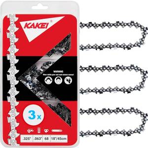 lot 4305 image: KAKEI Stihl Chainsaw Chain 18 Inch .325 Pitch .063in Gauge 68 Drive Links- 26RS 68 Fits Stihl (PRE 2023 .063in Gauge) 025, MS250, MS251, 3005 008 4717-36390050068, V68 (3 Chains) - Retail $39in
