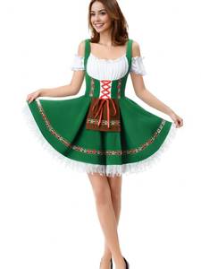 lot 4309 image: TOONRAIN Green Oktoberfest Women Dirndl Dresses Beer Costume Halloween Maid Cosplay (M) - Retail $38