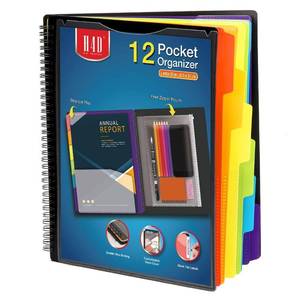 lot 4341 image: H4D 12 Pocket Poly Project Organizer, Spiral Multi Pocket Folder Organizer, Multi-Subject Folder Notebook, Letter Size - Retail $9
