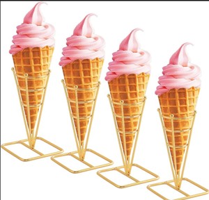 lot 9286 image: Gold Waffle Cone Holders, 4pk -