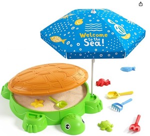 lot 9303 image: Turtle Sandbox Beach Toys Set - Retail $29