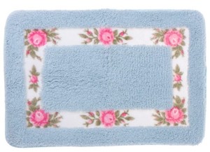 lot 10406 image: Floral Blue Bath Mat, Standard Size -
