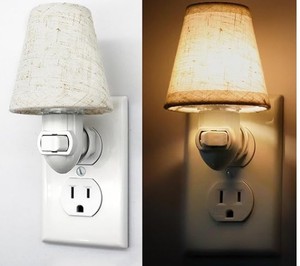lot 10495 image: 2pk Mini Lamp Shade Wall Plugs -Retail$20