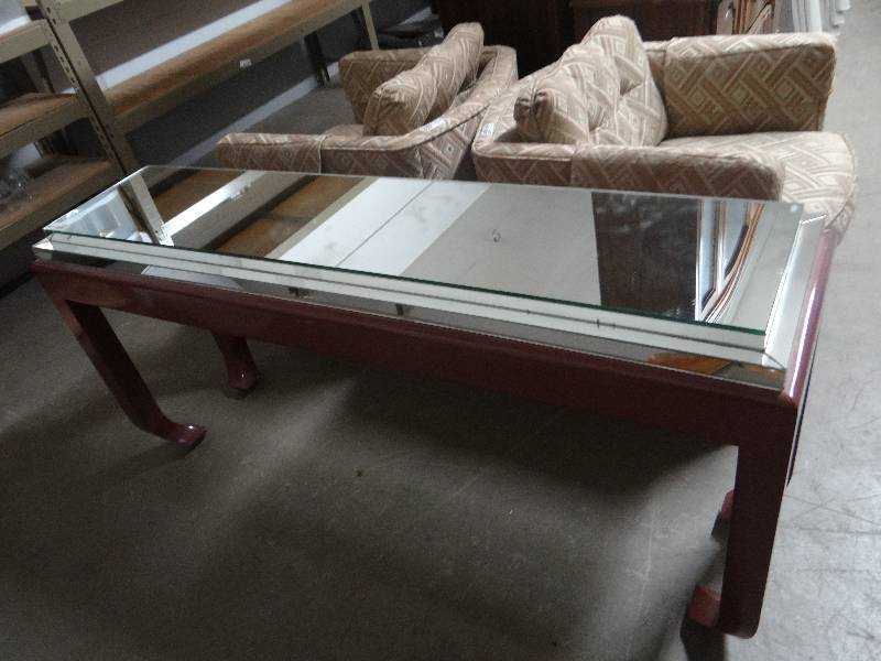 lot 4222 image: Mirror top sofa table.