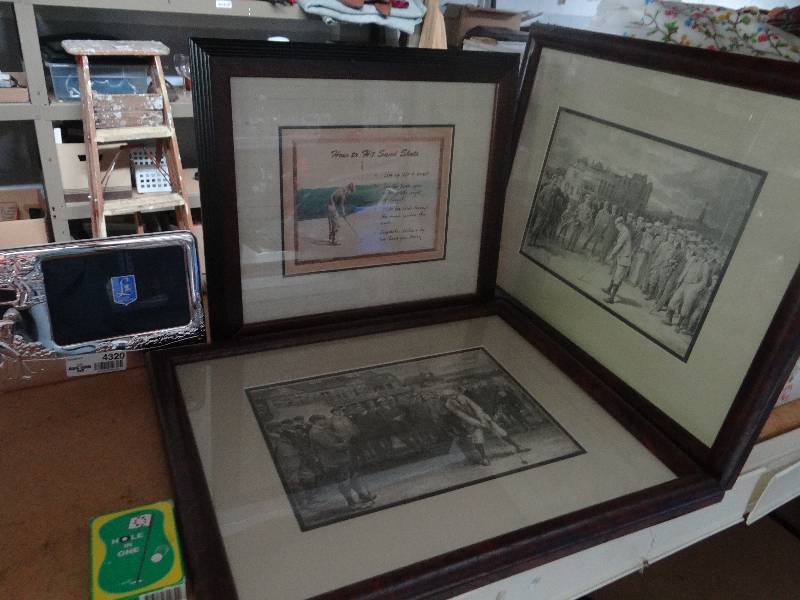 lot 4320 image: Lot of framed golf art.