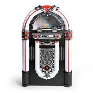 lot 10809 image: Victrola Mayfield Full Size Jukebox, 3-Speed Belt Driven Turntable with Stereo Speakers & Subwoofer, Wireless Bluetooth Music Streaming, FM Radio, Premium Cartridge, LED Lights, Easy Setup-Retail-$1299.99