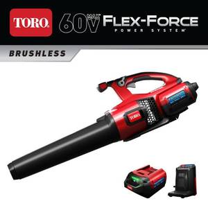 lot 10830 image: Toro 60 Volt Brushless Cordless Leaf Blower w 4 Ah Battery and Charger. (NO BATTERY) - Retail - $309.99