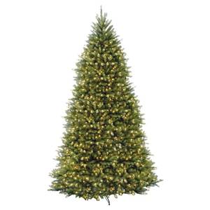 lot 10831 image: National Tree Company Pre-Lit Artificial Full Christmas Tree, Green, Dunhill Fir, White Lights, Includes Stand, 12 Feet - Retail - $614.83