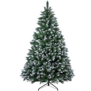 lot 10839 image: 6FT 1,300 Tips Artificial Christmas Pine Tree Fake Xmas Spruce Trees Holiday Decoration with Metal Stand Easy Assembly for Outdoor and Indoor Decor Snow Green