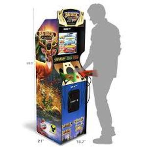 lot 10805 image: Arcade1Up Big Buck Hunter Pro Deluxe Arcade Machine for Home, 5-Foot-Tall Stand-up Cabinet, 4 Classic Games, and 17-inch Screen-Retail-$599.99