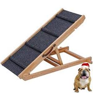 lot 10821 image: MintPaws Wooden Dog Ramp Grey Color