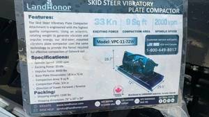 lot 115 image: (Unused)-LandHonor VPC-11-72W Skid Steer Vibratory Plate Compactor