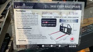lot 123 image: (Unused)-LandHonor Skid Steer Bale Spears Model BS-12-2500G