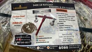 lot 163 image: (Unused)- Bulk Lot - LandHonor 5400lb Ratchet Binders & 516 20ft G70 Chains