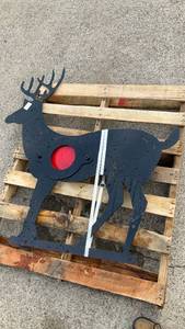 lot 200 image: (Unused)-Vintage Steel Deer Target with Red Bullseye