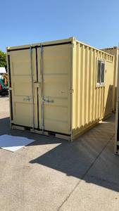 lot 639 image: (Unused)- 12ft Cream-Colored Storage Container with Double Doors The boxes does not come with unit