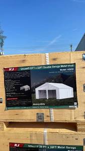 lot 811 image: (Unused)-New 23FT x 22FT Double Garage Metal Shed - Model K2223